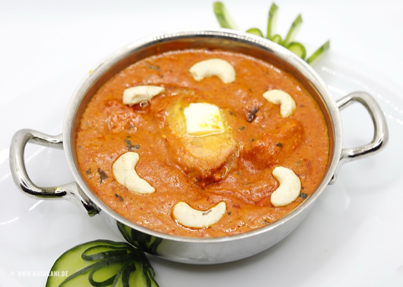 Butter Chicken – Hähnchen in würziger Buttersoße mit Cashewkernen im indischen Restaurant Raja Rani Heidelberg
